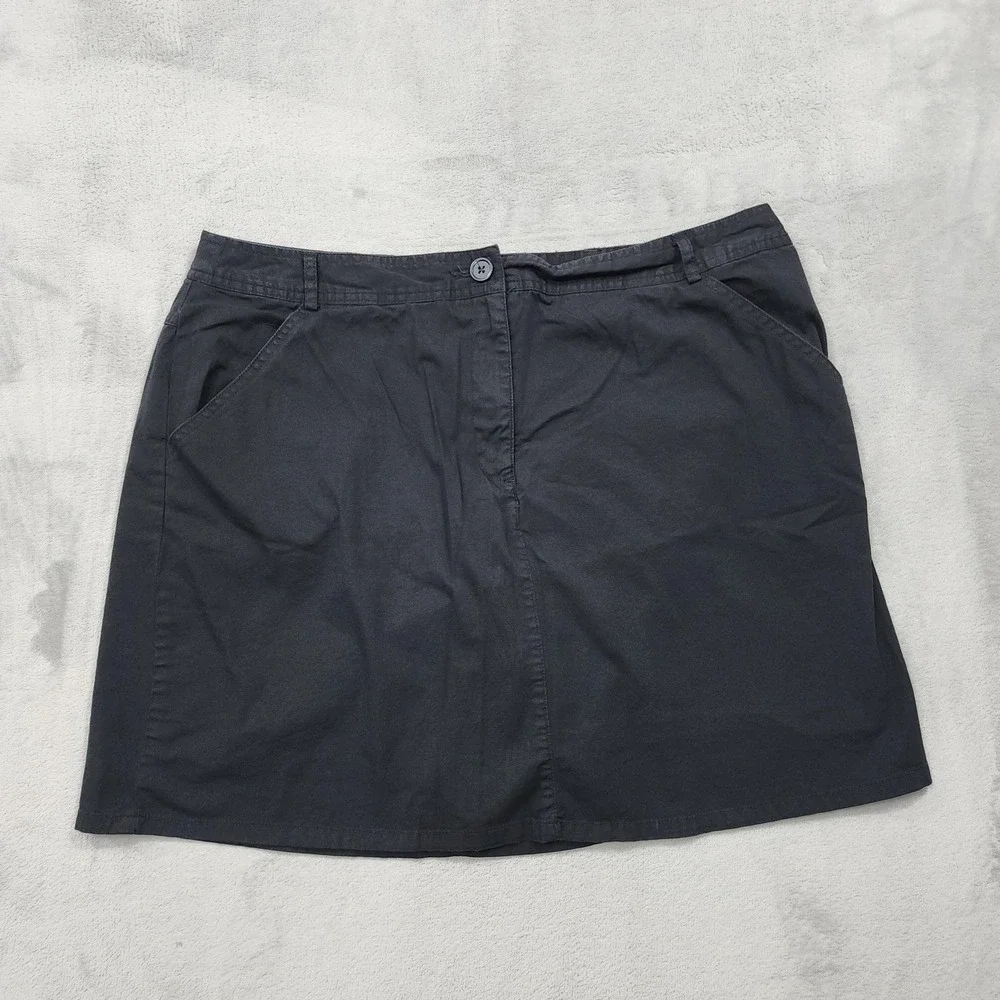 Vintage White Stag Skort Womens 16 Black Twill A-Line Lined Pockets Stretch